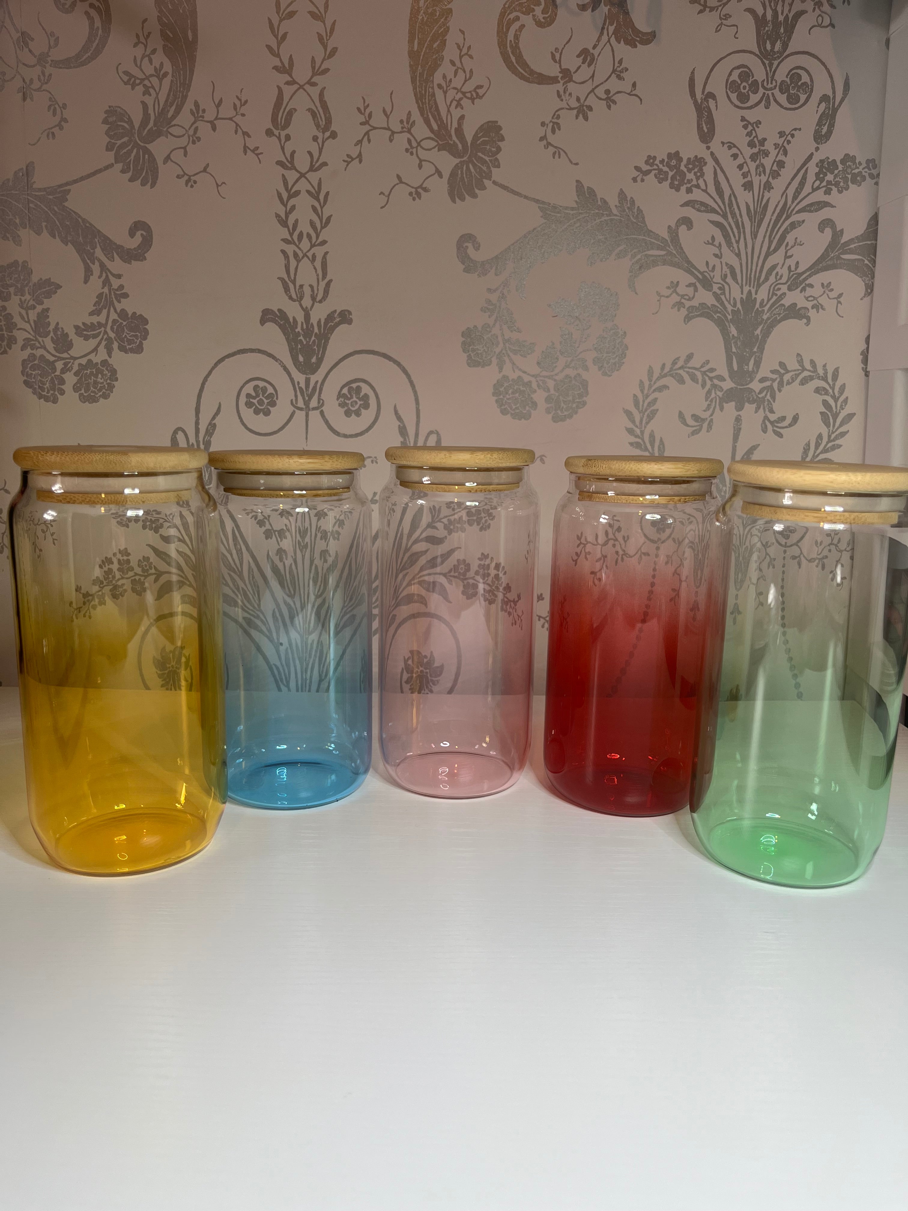 16oz Glass Ombre Tumbler with Wrap